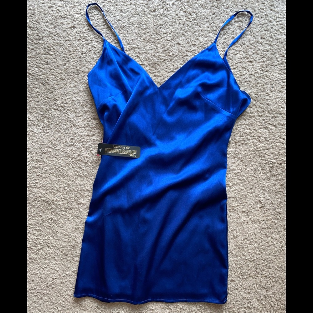 Royal Blue Silk Spaghetti Strap Dress